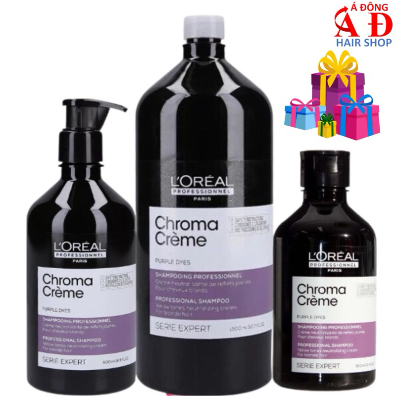 [Thanh lý] [Loreal] Dầu gội Tím - Xanh khử Vàng - Đỏ L’Oréal Serie Expert Chroma Creme Silver - Green