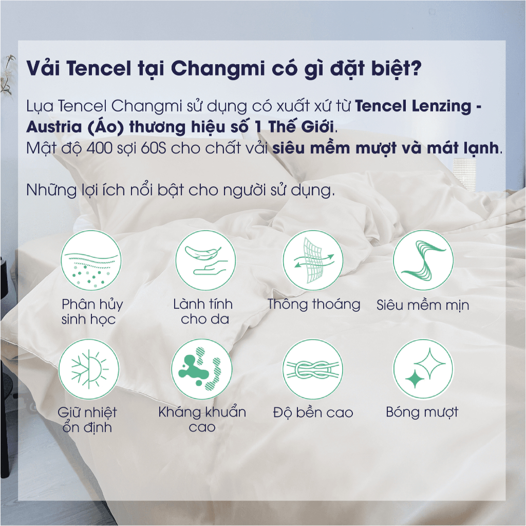 Ảnh Vỏ gối ôm 100% Tencel tự nhiên cao cấp Changmi Bedding mềm mượt và mát lạnh từ Lenzing AG (Áo) 40 x 115cm 2