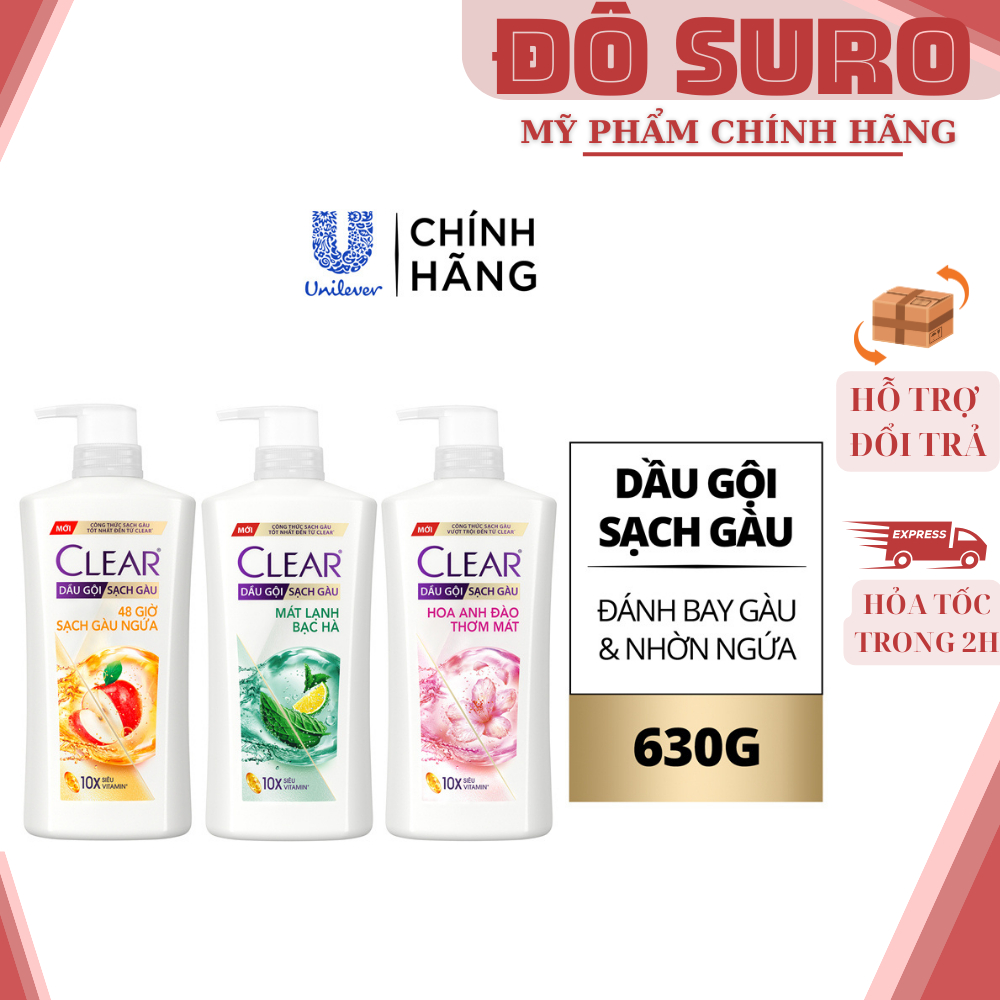 Dầu gội Clear 630g làm sạch gàu ngứa và vi khuẩn suốt 24 giờ 630G