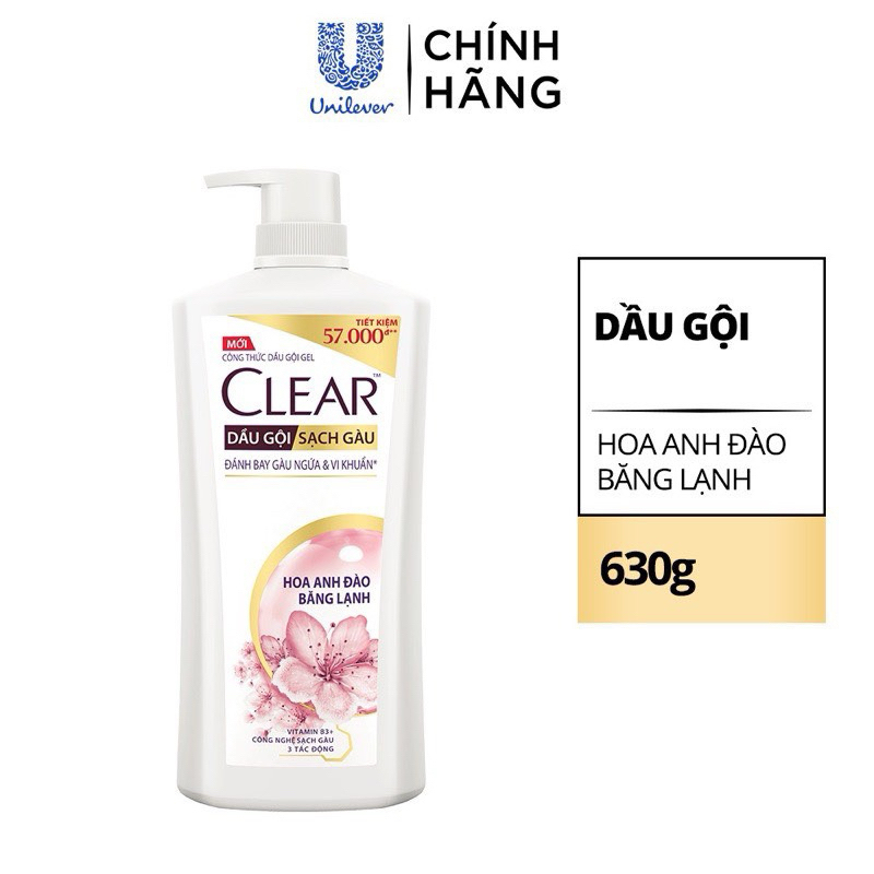 Dầu gội Clear 630g làm sạch gàu ngứa và vi khuẩn suốt 24 giờ 630G