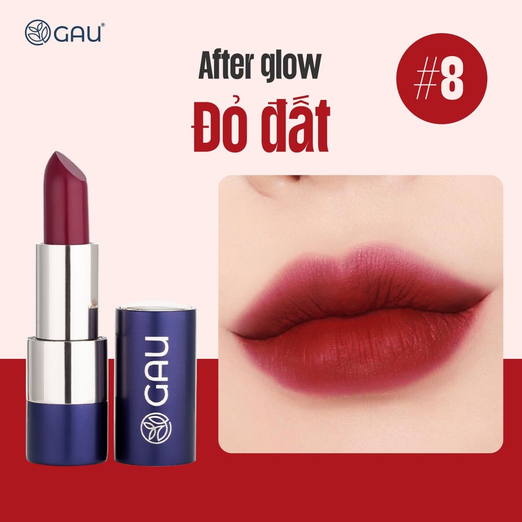 Son Lì Tự Nhiên #8 ĐỎ ĐẤT Chính Hãng Không Chì Lâu Trôi An toàn Ăn Được GAU SUNSET LOVER  -Dạng Thỏi