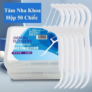 Tăm chỉ nha khoa vệ sinh răng miệng hộp 50 cái, tăm xỉa răng