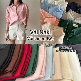 [ VẢI NAKI ] Vải LINEN BỘT mịn hàng chính phẩm lên áo sơ mi, đầm váy, sét bộ, đồ kểu ,vv.. khổ 1.4m