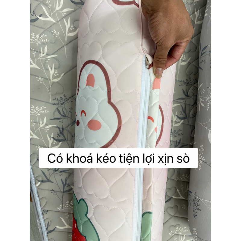 Vỏ Gối Ôm Trần Cao Su Non 35x100cm (Vỏ Latex 3D Trần Cao Su Non, Ruột Bông Trắng)