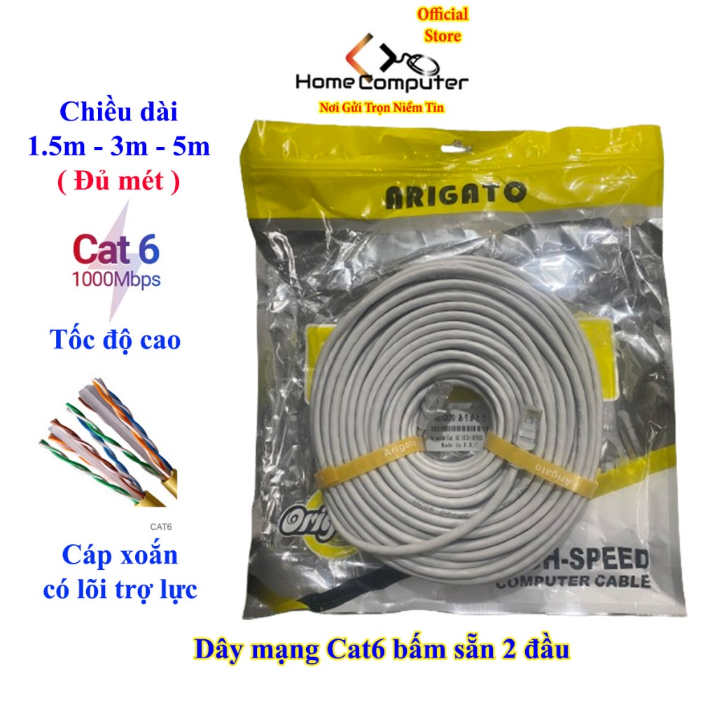 Dây mạng Cat6 Arigato Gigabit Ethernet bấm sẵn 1.5m, 3m, 5m Tốc độ cao ...