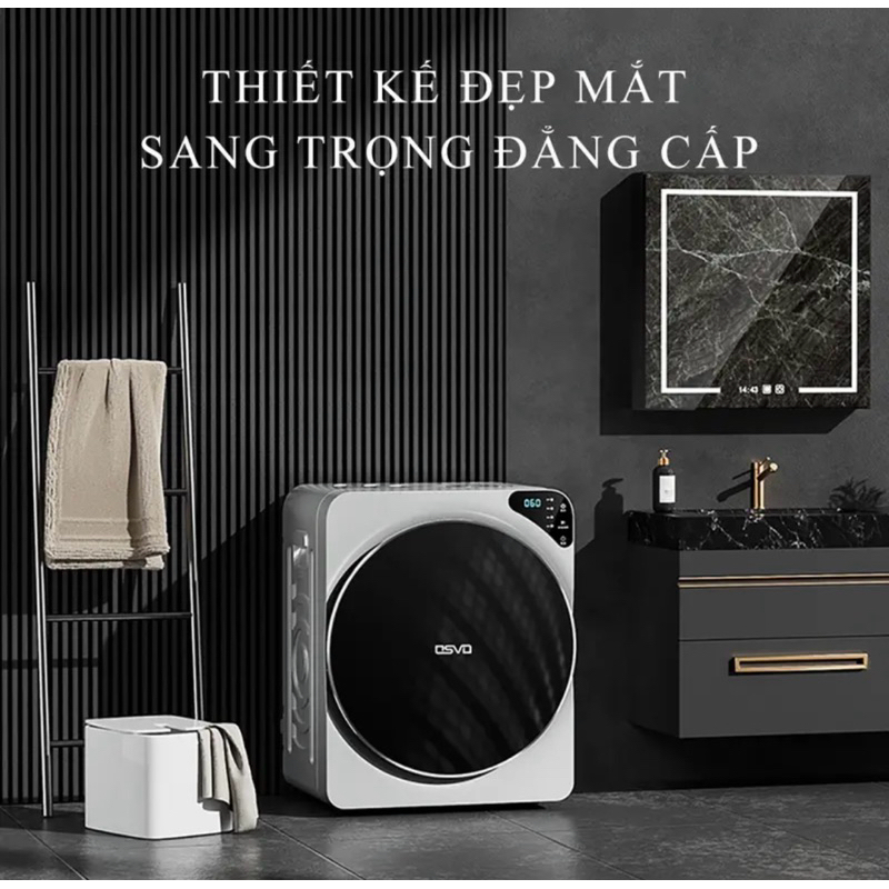 Máy sấy quần áo mini OSVO công nghệ Đức khử trùng ION Âm diệt 100% bọ ve, sấy khô hoàn toàn lọc bụi bẩn vải bông thừa