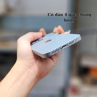 Miếng Dán Carbon Bạc Cho Điện Thoại iPhone 16promax 15promax 15pro 15 14promax 14pro 14 13promax 13pro 13 12promax