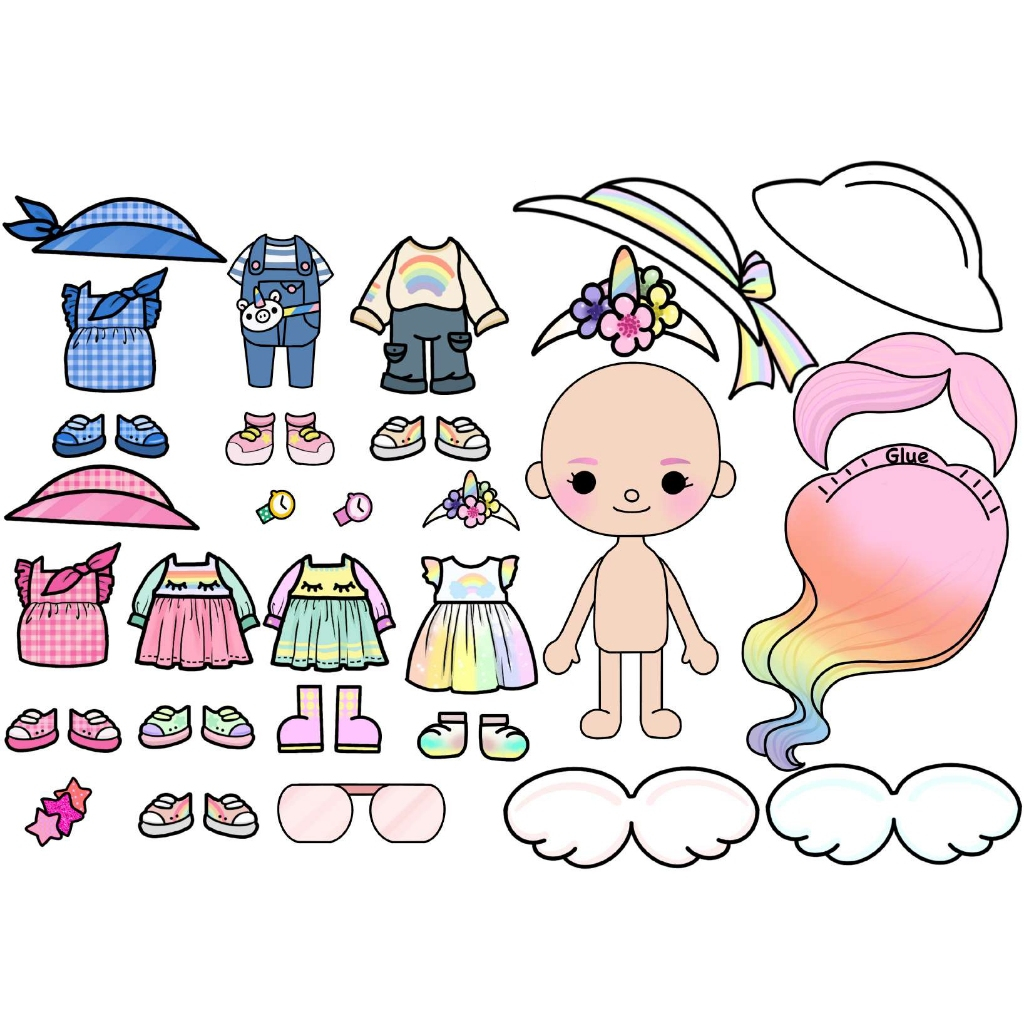 Đồ chơi cho bé giá rẻ - Búp bê giấy thay đồ Toca với nhiều chủ đề siêu dễ thương - Set giấy tự cắt dán - DIY tự làm