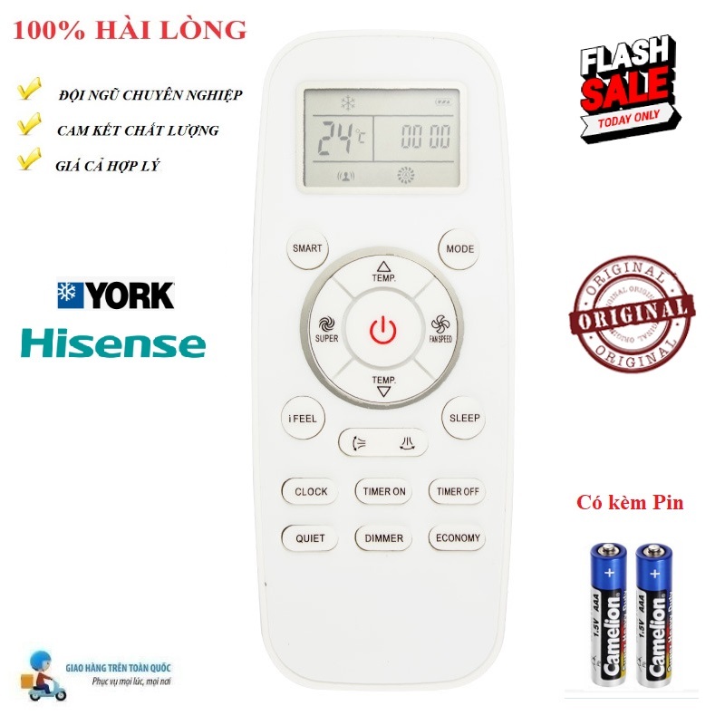 Remote điều khiển điều hoà ĐA NĂNG 2 CHIỀU CHO HISENSE, YORK HÀNG CHẤT ...