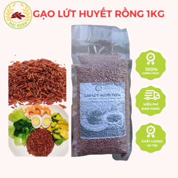 Gạo lứt huyết rồng túi 1kg cho người ăn kiêng, giảm cân, tiểu đường- Gạo lứt Mai Xuân