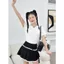 Áo kiểu nữ cổ tròn phối ren đính nơ ngắn tay form vừa chất cotton mát phong cách tiểu thư basic AK01
