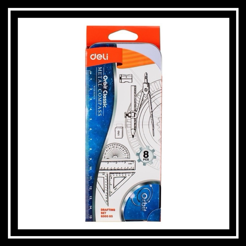 BỘ COMPAS EKE G30505 DELI HỘP SẮT, BỘ DỤNG CỤ HỌC SINH 7 MÓN - VPP QUỐC HUY