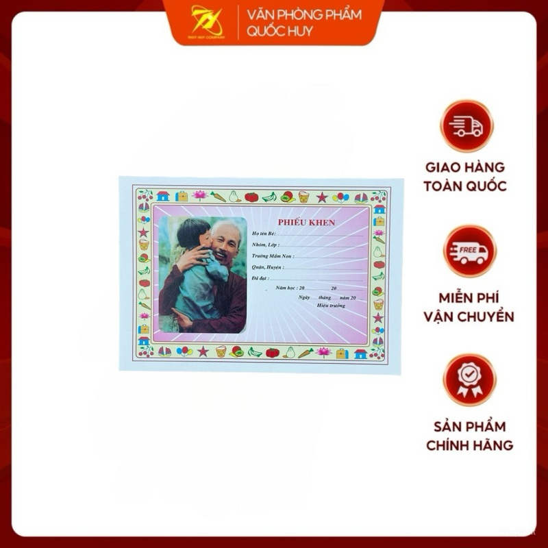 [BUÔN] 100 TỜ PHIẾU KHEN, CHÁU NGOAN BÁC HỒ - VPP QUỐC HUY