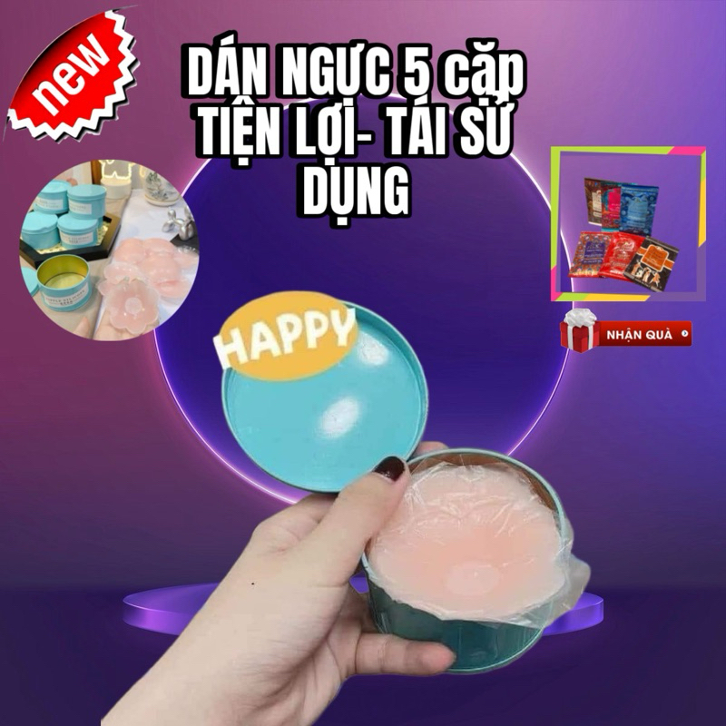 Dán ngực silicion mẫu xanh 5 cặp