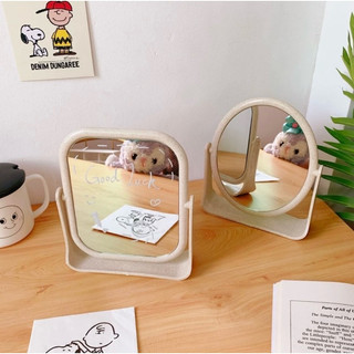 Gương trang điểm để bàn 2 mặt xoay chất liệu lúa mạch bền chắc sang trọng