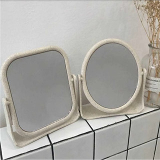Gương trang điểm để bàn 2 mặt xoay chất liệu lúa mạch bền chắc sang trọng