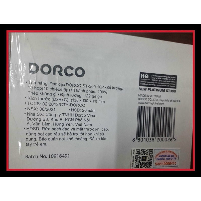[BUÔN] DAO CẠO DORCO, LƯỠI LAM DORCO, LỐC 100 CÁI - VPP QUỐC HUY.