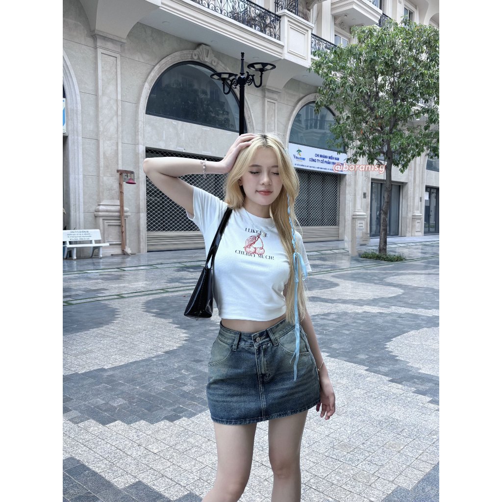 Chân váy jean ngắn Y2K, chân váy nữ tôn dáng BORAM SG (có quần bảo hộ)