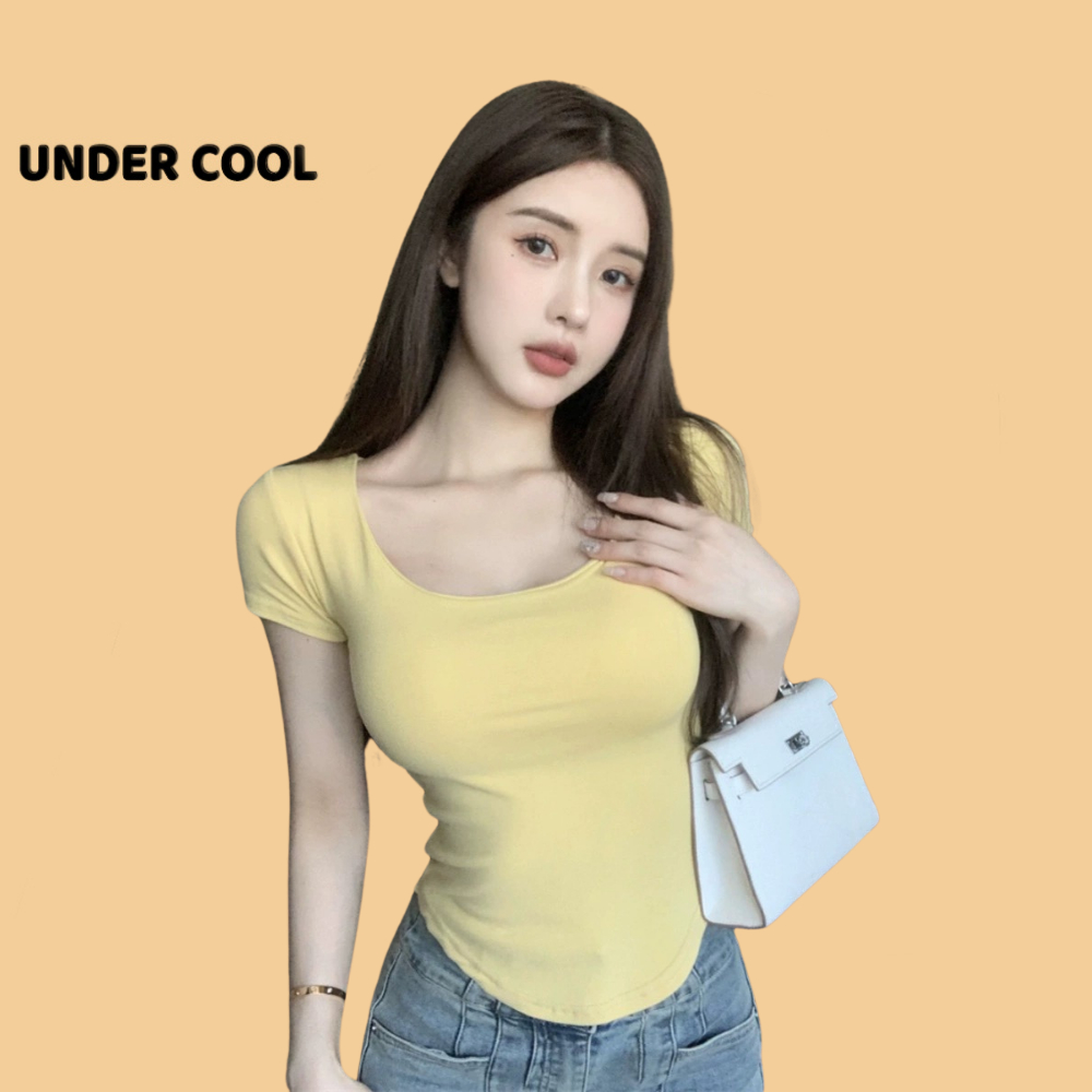 Áo Thun Nữ Cộc Tay UNDERCOOL Có Sẵn Đệm Ngực Form Ôm Body Tôn Dáng 4 Màu Trẻ Trung ACT21