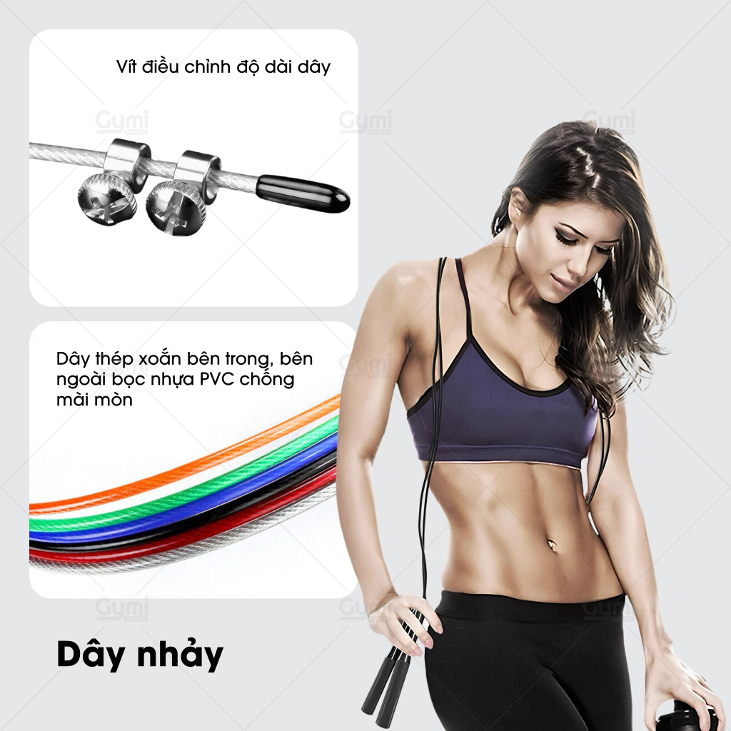 Dây Nhảy Thể Dục, Dây Nhảy Thể Lực Lõi Thép Tay Nắm Hợp Kim Nhôm Cao Cấp Aolikes AL3202 - DN-AL3202