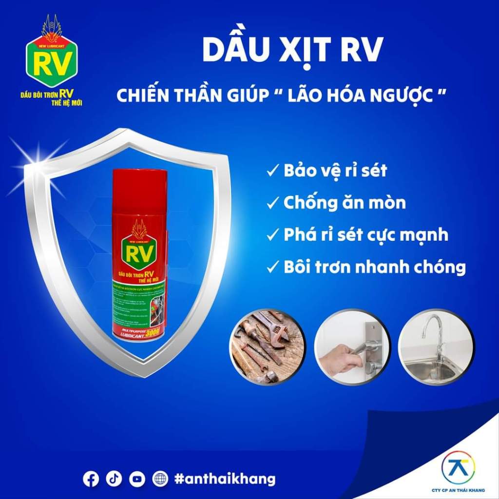 Chai xịt chống rỉ sét RV chính hãng (có công dụng bôi trơn,chống rỉ sét ...