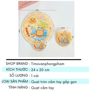 Quạt Capybara Cầm Tay Gấp Gọn Vải Xếp Tự Bung Mini Cute Timo DDQ09