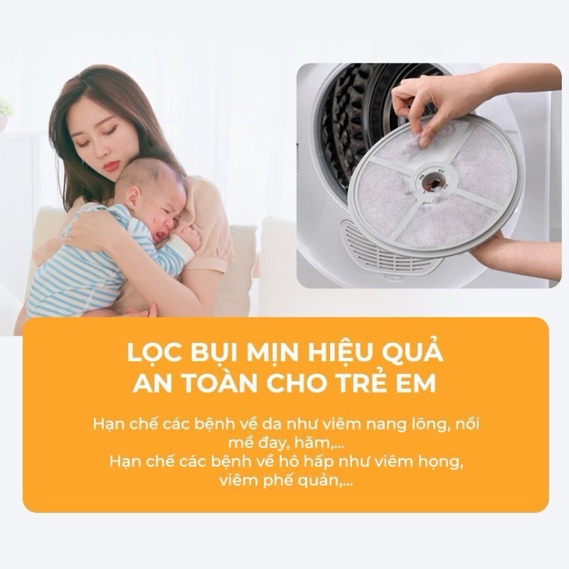 Máy sấy quần áo mini OSVO công nghệ Đức khử trùng ION Âm diệt 100% bọ ve, sấy khô hoàn toàn lọc bụi bẩn vải bông thừa