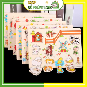 Bảng Ghép Hình Núm Gỗ Thông Minh Cho Trẻ Phát Triển Kỹ Năng Đồ Chơi Trẻ Em - BỐ KHỦNG LONG