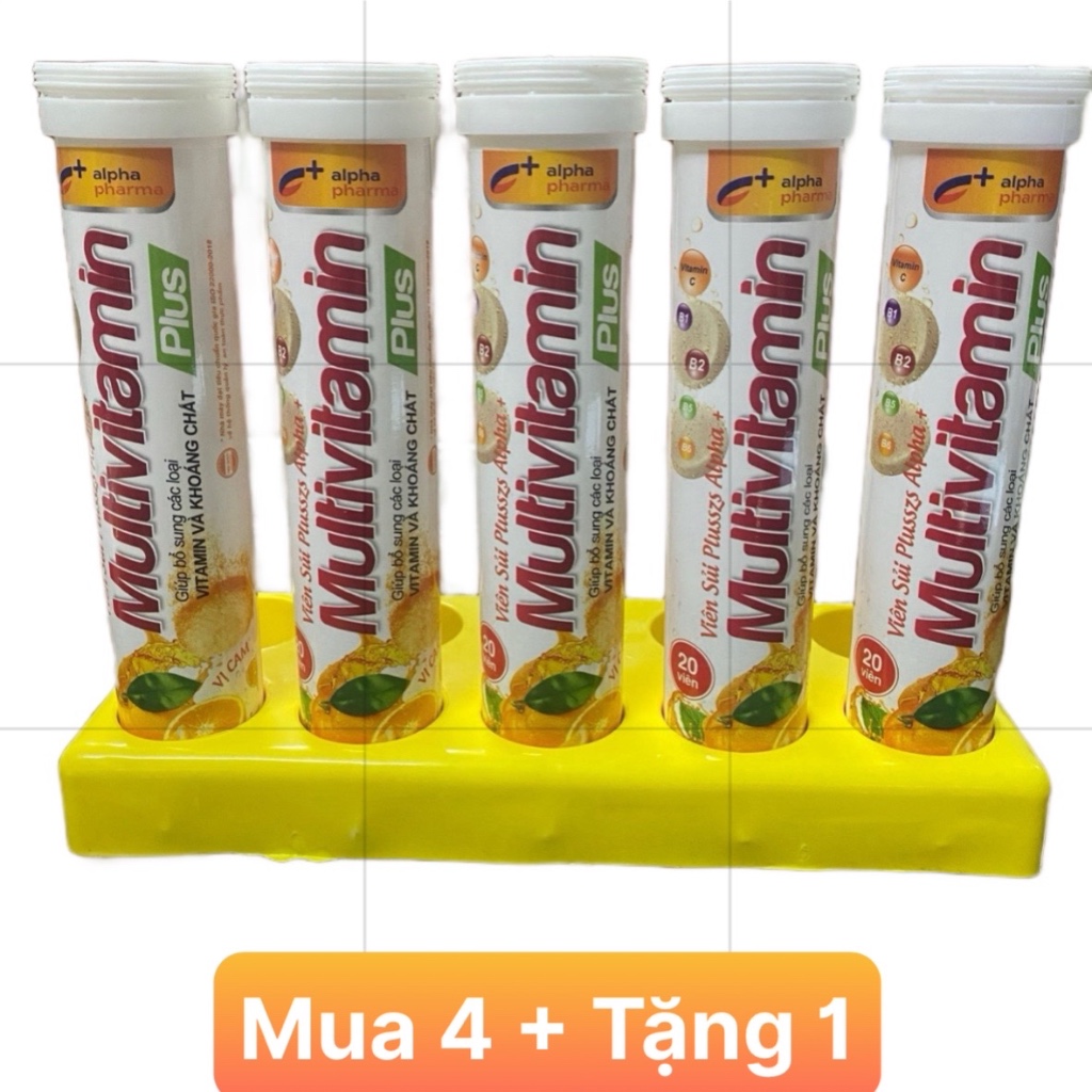 [ Mua 4 + Tặng 1 ] - Viên Sủi 4G x 20 viên/ tuýp - Vị Tăng Lực- Actiso - Cam -Chanh Leo - Chanh Tươi - Vị Dứa