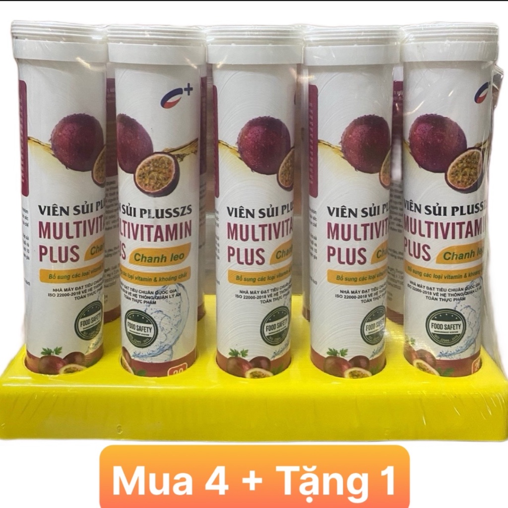 [ Mua 4 + Tặng 1 ] - Viên Sủi 4G x 20 viên/ tuýp - Vị Tăng Lực- Actiso - Cam -Chanh Leo - Chanh Tươi - Vị Dứa