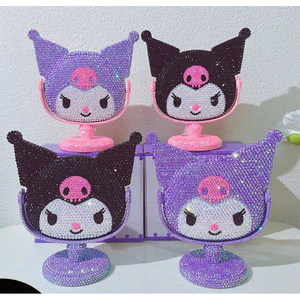 Gương Kuromi đính đá thiết kế để bàn xinh xắn