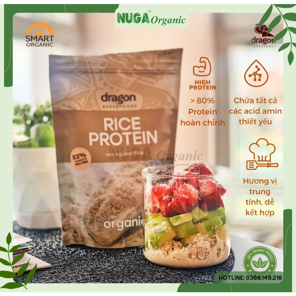 Bột Protein thưc vật từ gạo (Rice Protein) - Dragon Superfoods - 200g ...
