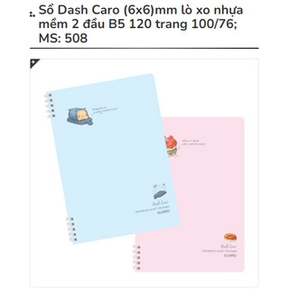 KLONG - Sổ Dash Caro (6x6)mm lò xo nhựa mềm 2 đầu B5 120 trang 100/76; MS: 508 ♥