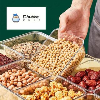 Khay Inox 4/6/8 NGĂN 1 BỘ Đựng topping trà sữa, Topping bánh mì, gia vị,thực phẩm Kèm Nắp Inox