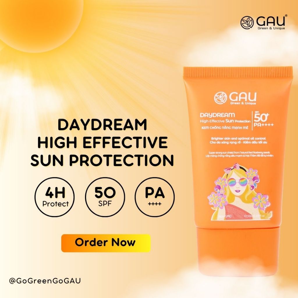 Kem chống nắng Tự nhiên Chính hãng SPF50+PA++++ GAU Mỏng nhẹ thoáng cho Da nhạy cảm cả Mẹ & Bé 50ml