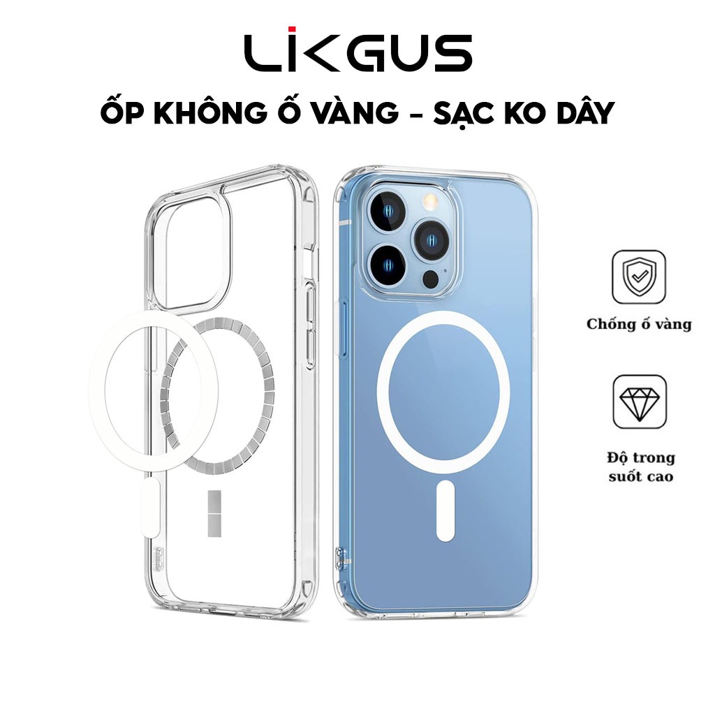 Ảnh Ốp Trong Suốt Không Ố Vàng Chính Hãng LIKGUS Cho IP 11-12-13-14-15-Pro-Plus-Promax - Lưng Cứng, Viền Cứng-Sạc Không Dây 1