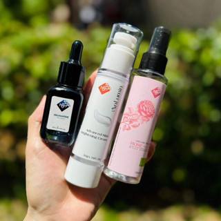 Combo dưỡng da giúp giảm thâm, nám và đều màu da Serum 20ml, kem dưỡng sáng da 50g và nước hoa hồng.