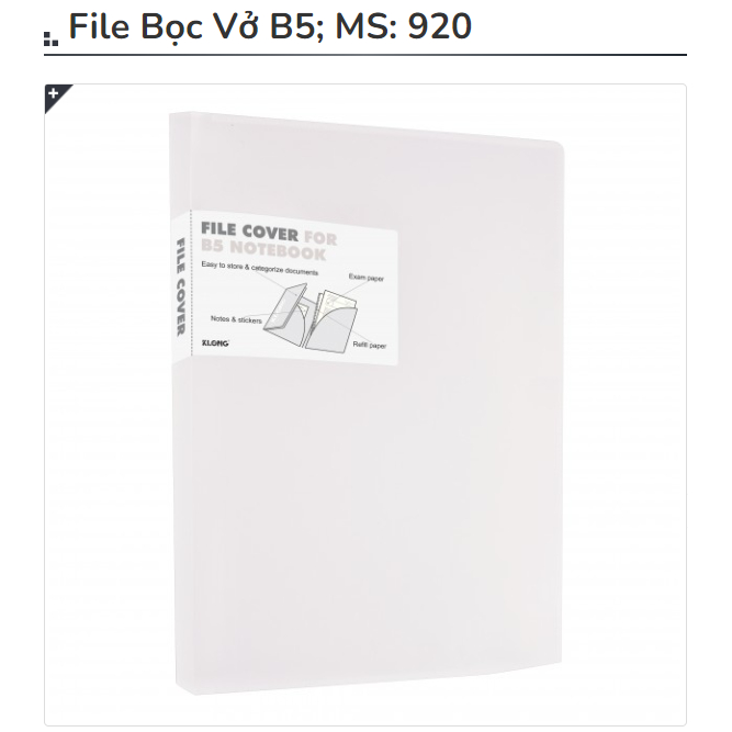 KLONG - File nhựa Bọc Vở B5; MS: 920 ♥ Bìa bao có ngăn đa năng, chưa ...
