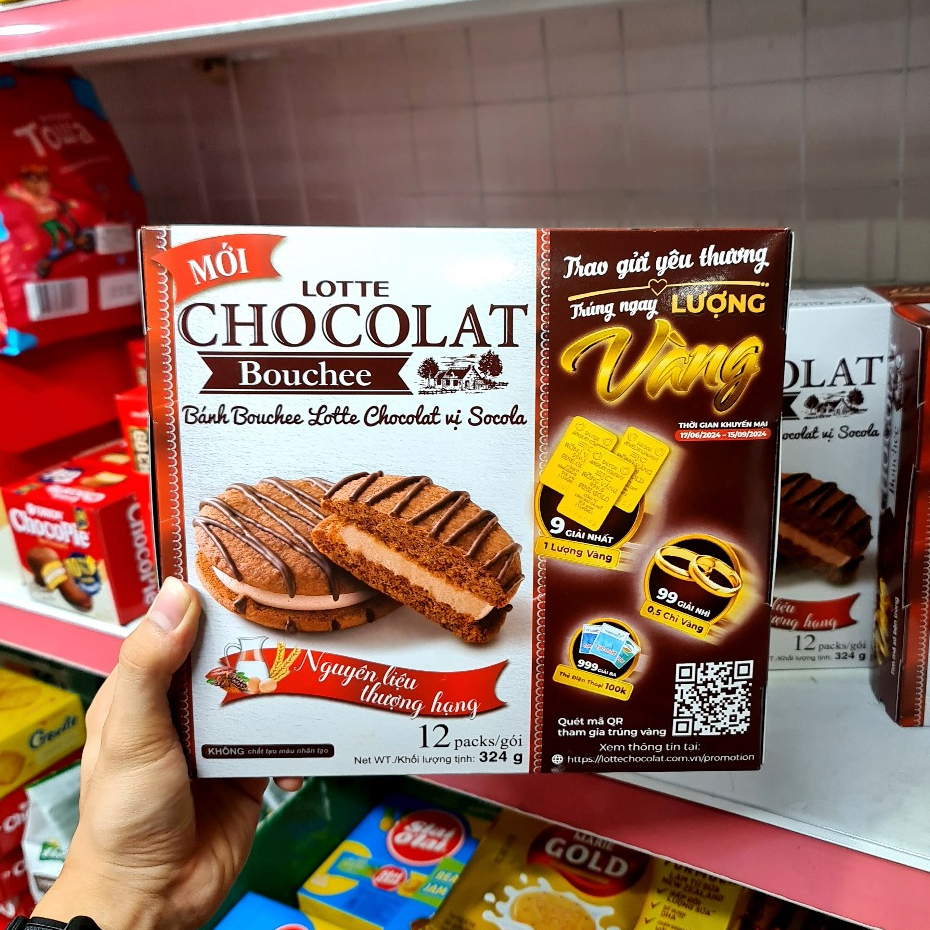 Bánh Bouchee Lotte Chocolate vị Socola 12 Cái Hộp 324g | Shopee Việt Nam