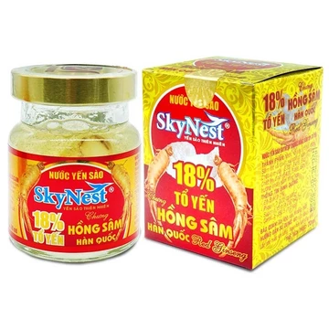 Nước Yến sào SkyNest 18% Tổ Yến chưng Hồng Sâm Hàn Quốc, Lát Hồng Sâm thật - lọ 70ml
