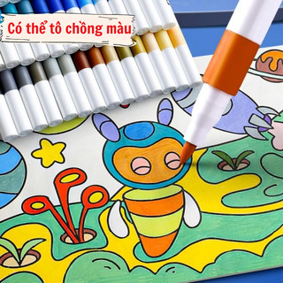 Bút Màu Acrylic Marker 12/24/36/48/60 Màu Cao Cấp Màu Sắc Tươi Sáng - Bút Lông Màu Chống Thấm 89001