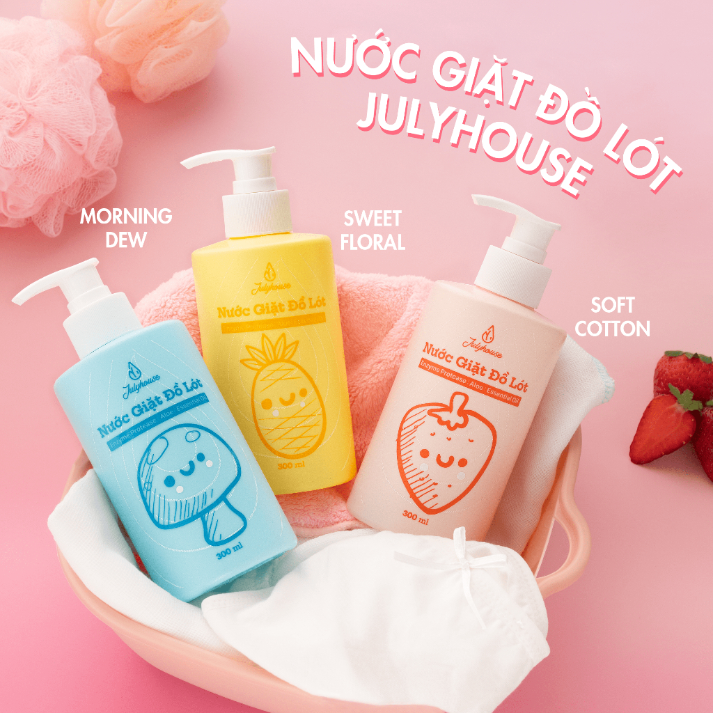 Ảnh Nước giặt đồ lót Julyhouse 300ml chiết xuất từ Lô Hội và tinh dầu Bạc Hà thơm mát, làm sạch vết bẩn, dịu nhẹ da tay 2