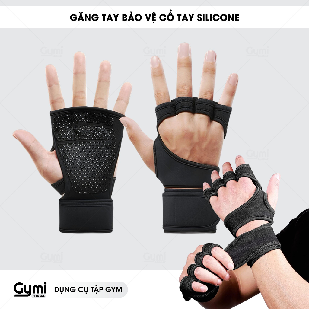 [1 Đôi] Găng Tay Tập Gym Kết Hợp Bảo Vệ Cổ Tay Chất Liệu Silicon Thời Trang - GT-SKDK
