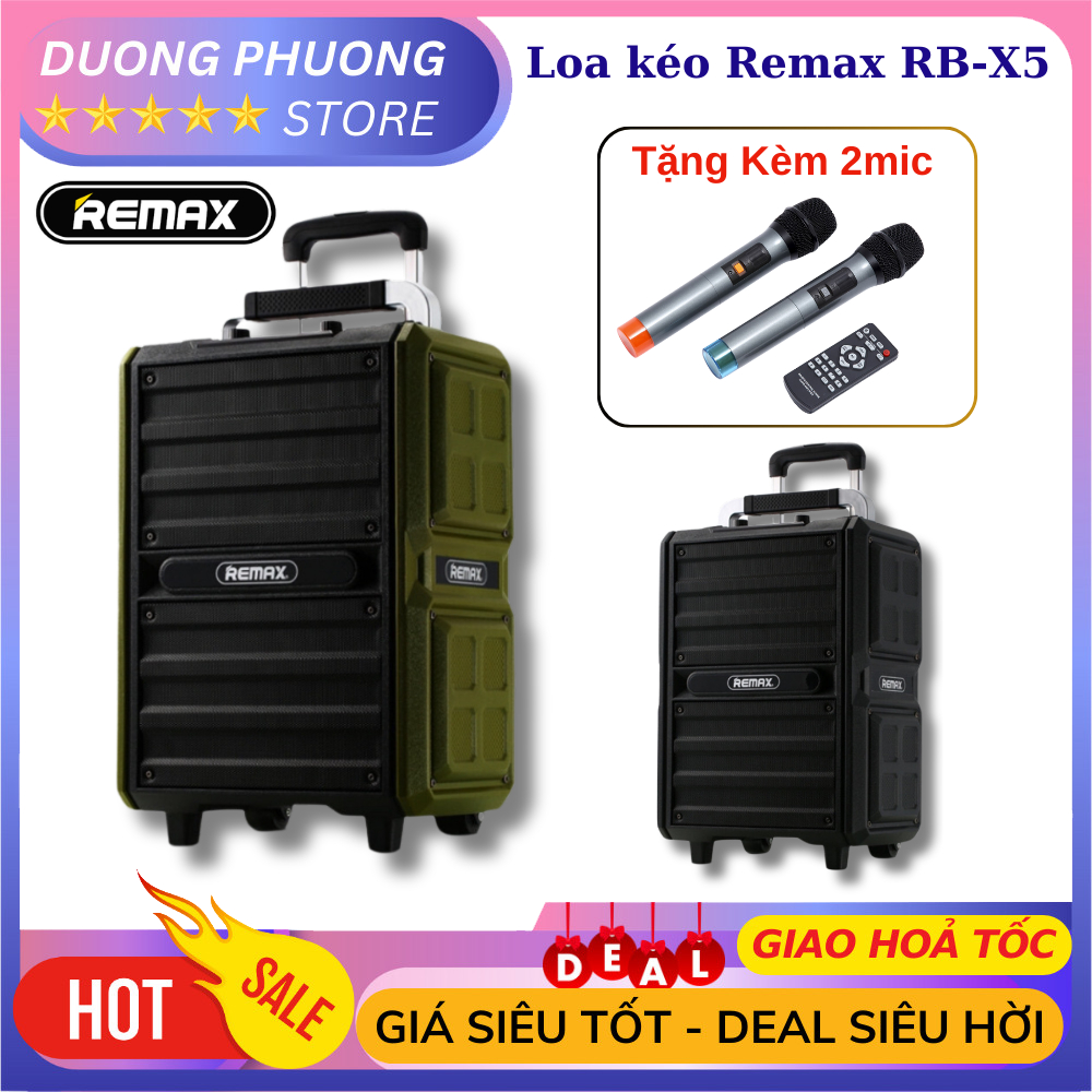 Loa kéo bluetooth Remax RB-X5 50W tặng kèm 2 mic, loa thùng di động ...