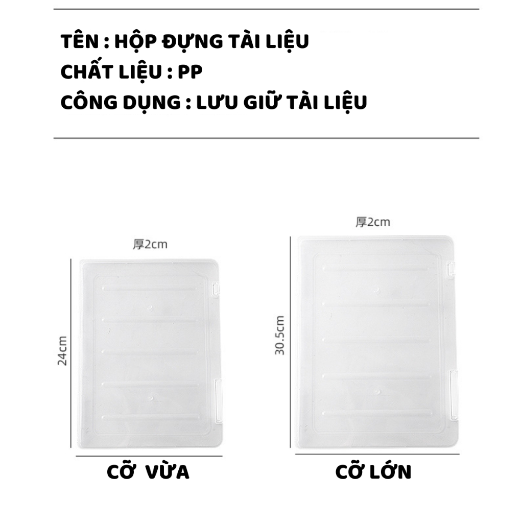 Hộp Đựng Tài Liệu A4 Trong Suốt Có Khóa Cài, Hộp Tài Liệu Chống Bụi, Bảo Vệ Giấy Tờ