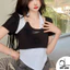 Áo kiểu nữ cổ yếm vạt nhọn Duy Linh áo thun nữ phối màu cực xinh vải mềm mịn mát DL10A