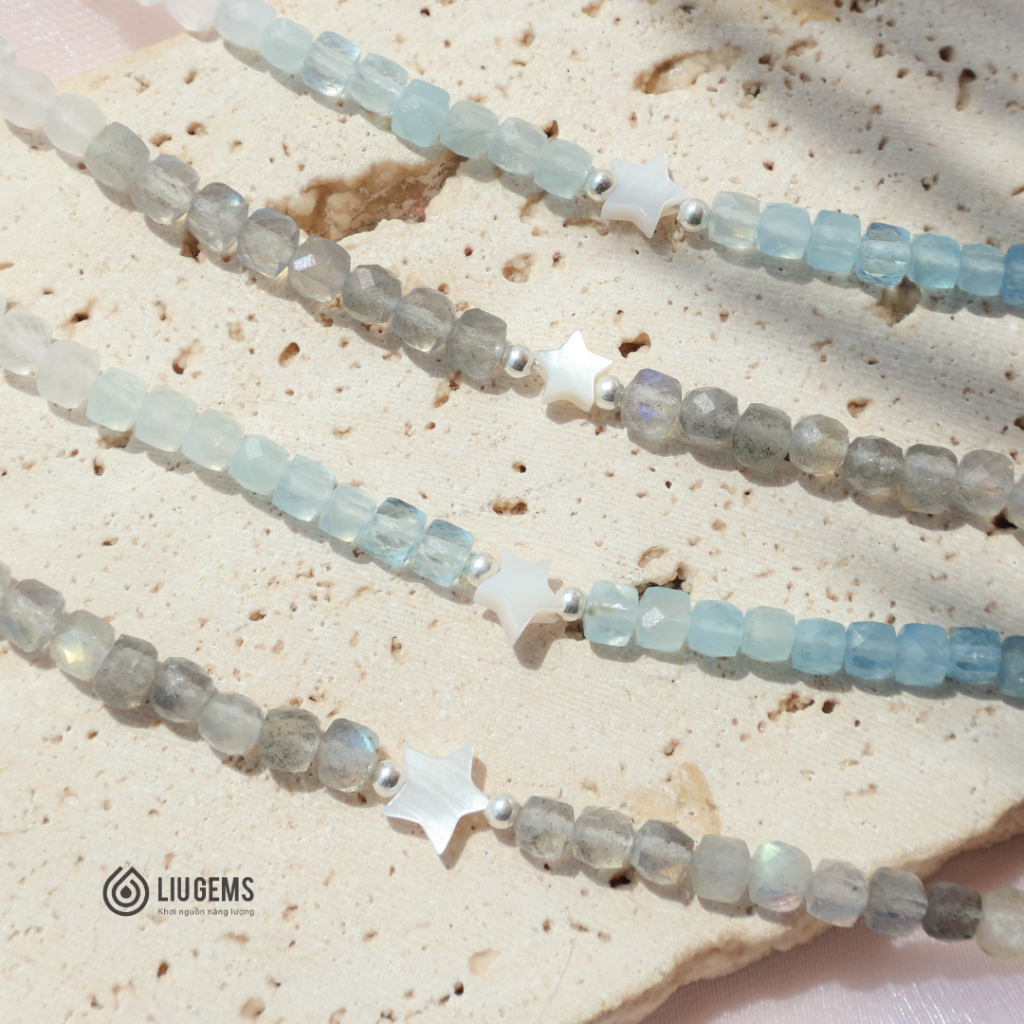 Vòng Tay Đá Mài Giác Cho Nữ Liugems Mix Ngôi Sao Đá Xà Cừ Star Dream Dễ Thương, Năng Động VTMG01