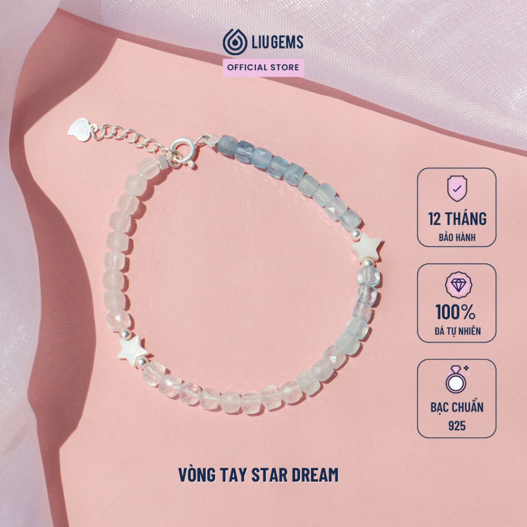 Vòng Tay Đá Mài Giác Cho Nữ Liugems Mix Ngôi Sao Đá Xà Cừ Star Dream Dễ Thương, Năng Động VTMG01