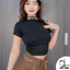 Áo cổ cao nữ nhún eo in chữ GENY GIRL cá tính DL03A