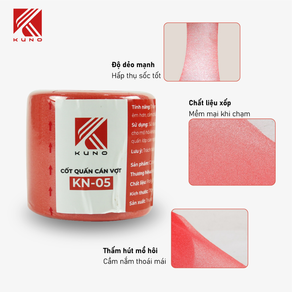 Ảnh Quấn cốt vợt cầu lông KUNO, bảo vệ cốt vợt cầu lông dài 27m mềm mại, thấm hút mồ hôi 4